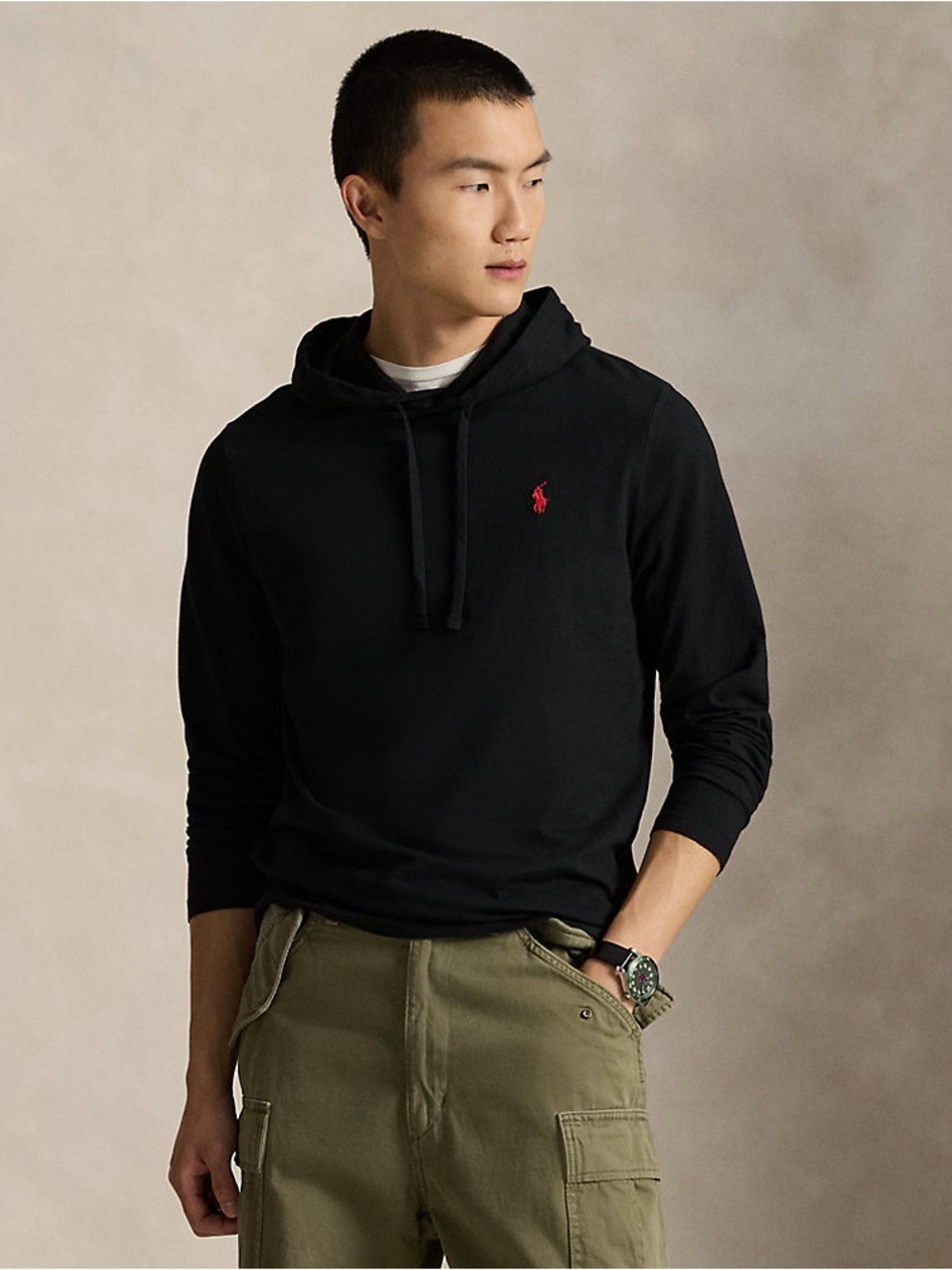 Polo Ralph Lauren Jersey Hooded T-Shirt - Black XXL